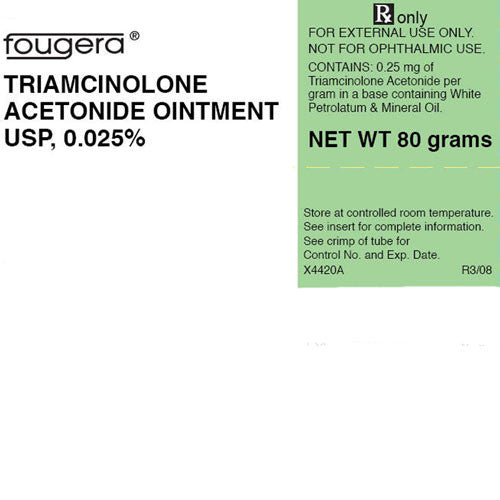 Triamcinolone Acetonide Cream 0.025% by Fougera 80 Gram Tube
