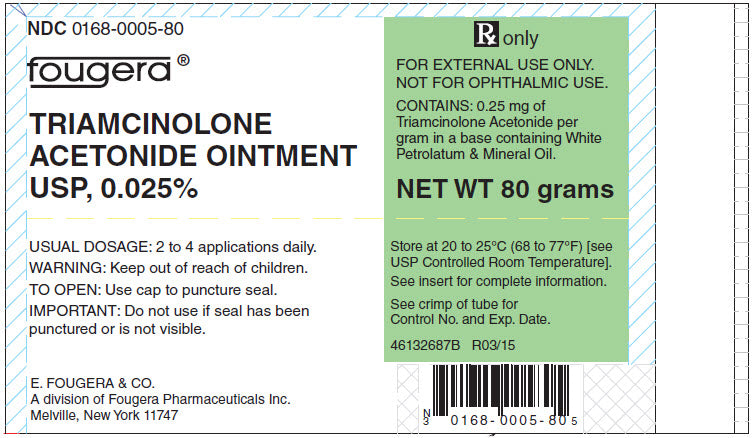 Triamcinolone Acetonide Cream 0.025% by Fougera 80 Gram Tube