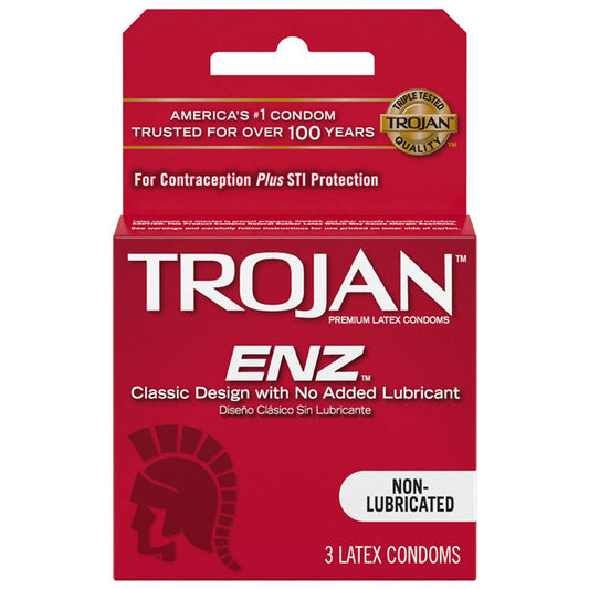 Trojan ENZ Latex Condoms, Regular, Non-Lubricated 3-Pack