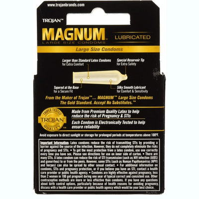 Trojan Magnum Condoms Large Size, Lubricated 3-Pack