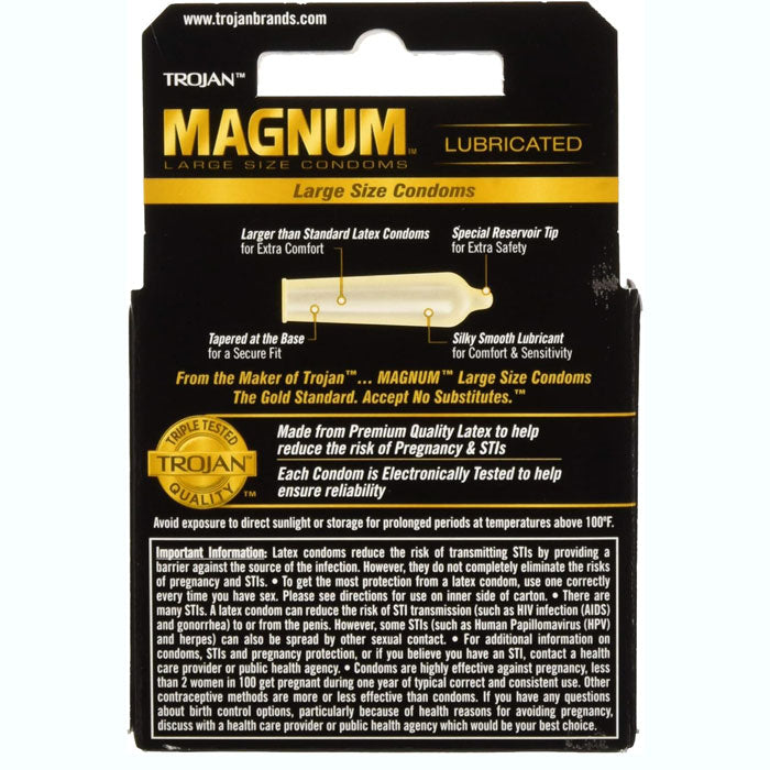 Trojan Magnum Condoms Large Size, Lubricated 3-Pack