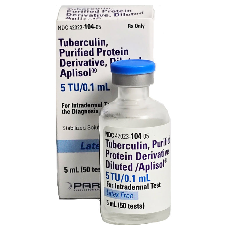 Aplisol Tuberculin TB Test PPD Purified Protein Derivative Mantoux Skin Test 5 TU /0.1 mL 5 mL (50 Tests) (Rx) Refrigerated