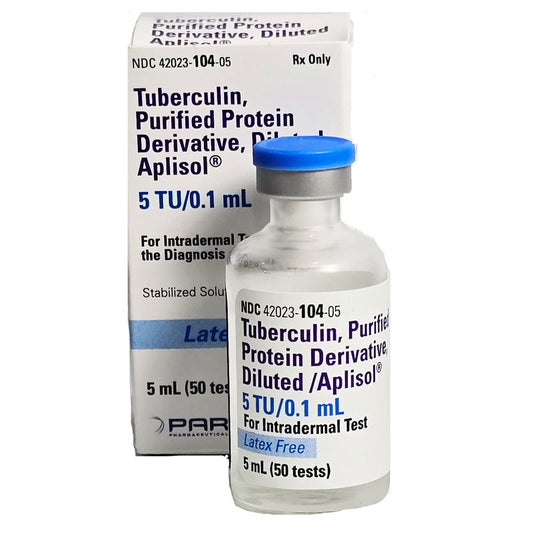 Aplisol Tuberculin TB Test PPD Purified Protein Derivative Mantoux Skin Test 5 TU /0.1 mL 5 mL (50 Tests) (Rx) Refrigerated