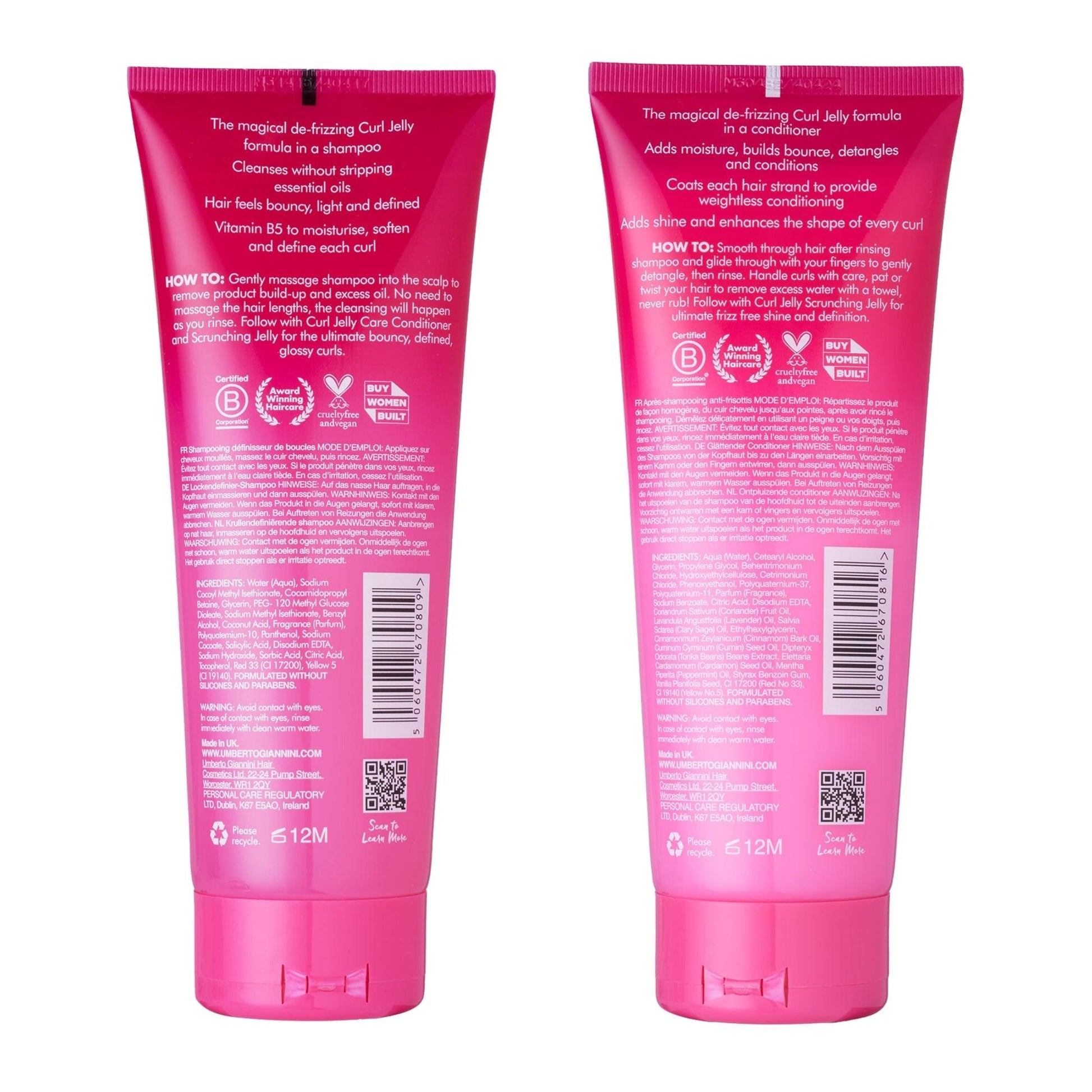 Umberto Giannini Curl Jelly Wash Curl Defininig Shampoo & De-Frizz Conditioner | For Defined, Frizz-Free Curls | With Hydration & Control - Combo of 2