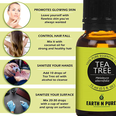 Earth N Pure Essential Oils (Tea Tree, Lavender, Eucalyptus, Peppermint & Lemongrass)