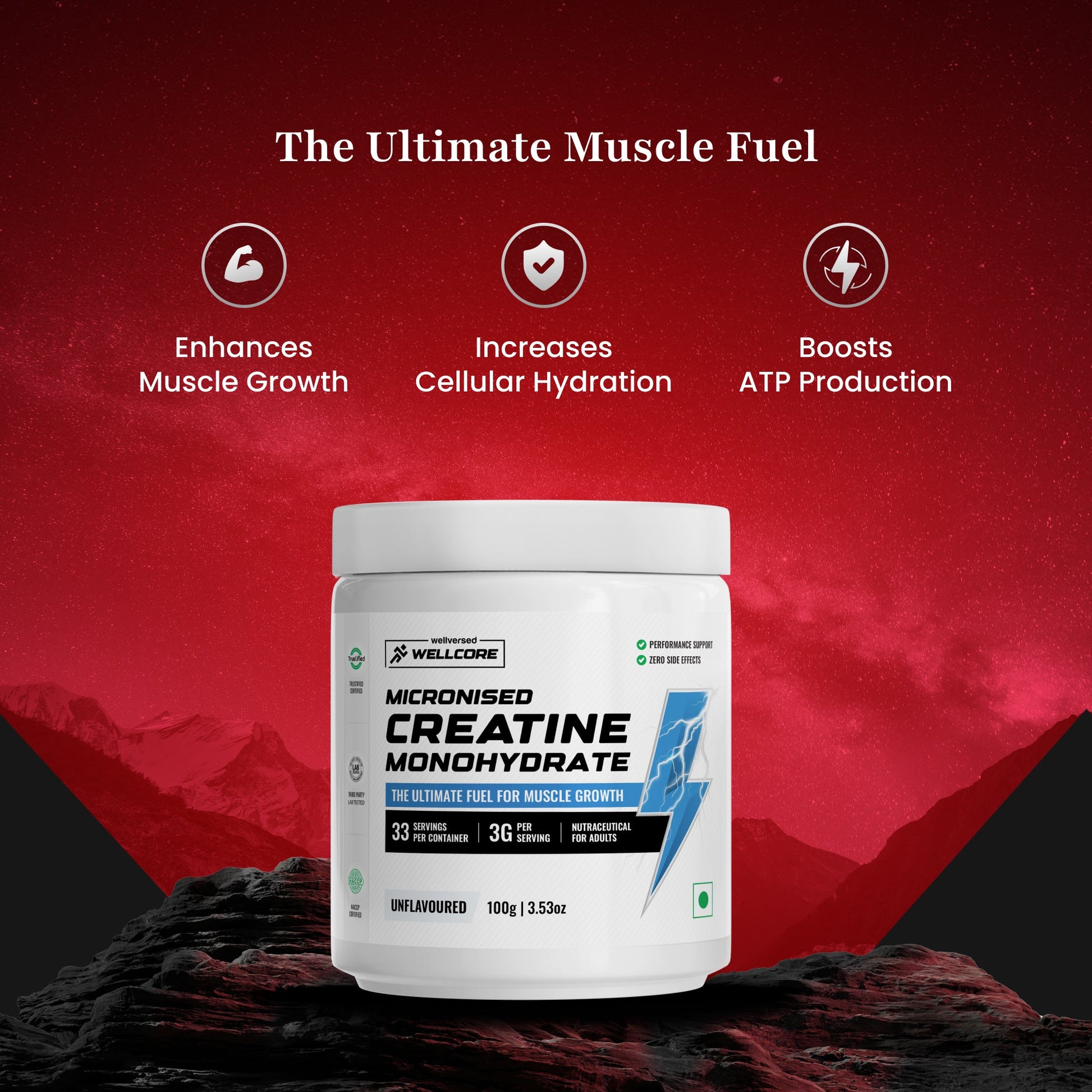 Wellcore Creatine (33 Servings, Unflavoured) + Okami Shilajit Resin (20g) | Power & Stamina Booster | Lab Tested | For Men & Women
