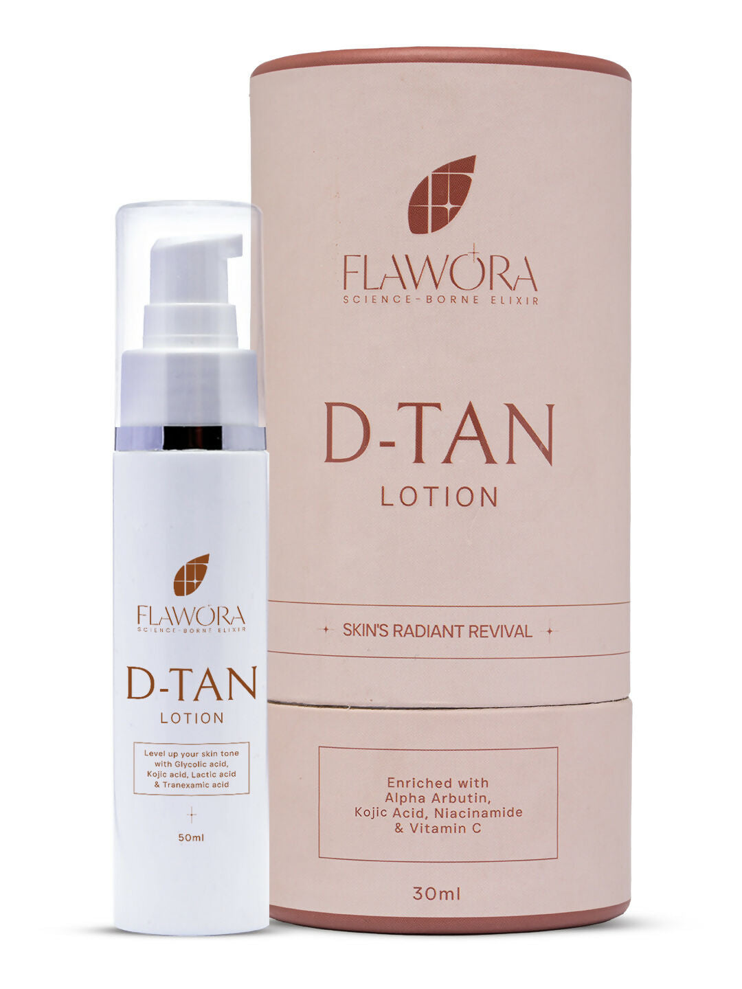 Flawora D-Tan Lotion, Anti Acne Serum And Gold Face Serum Combo