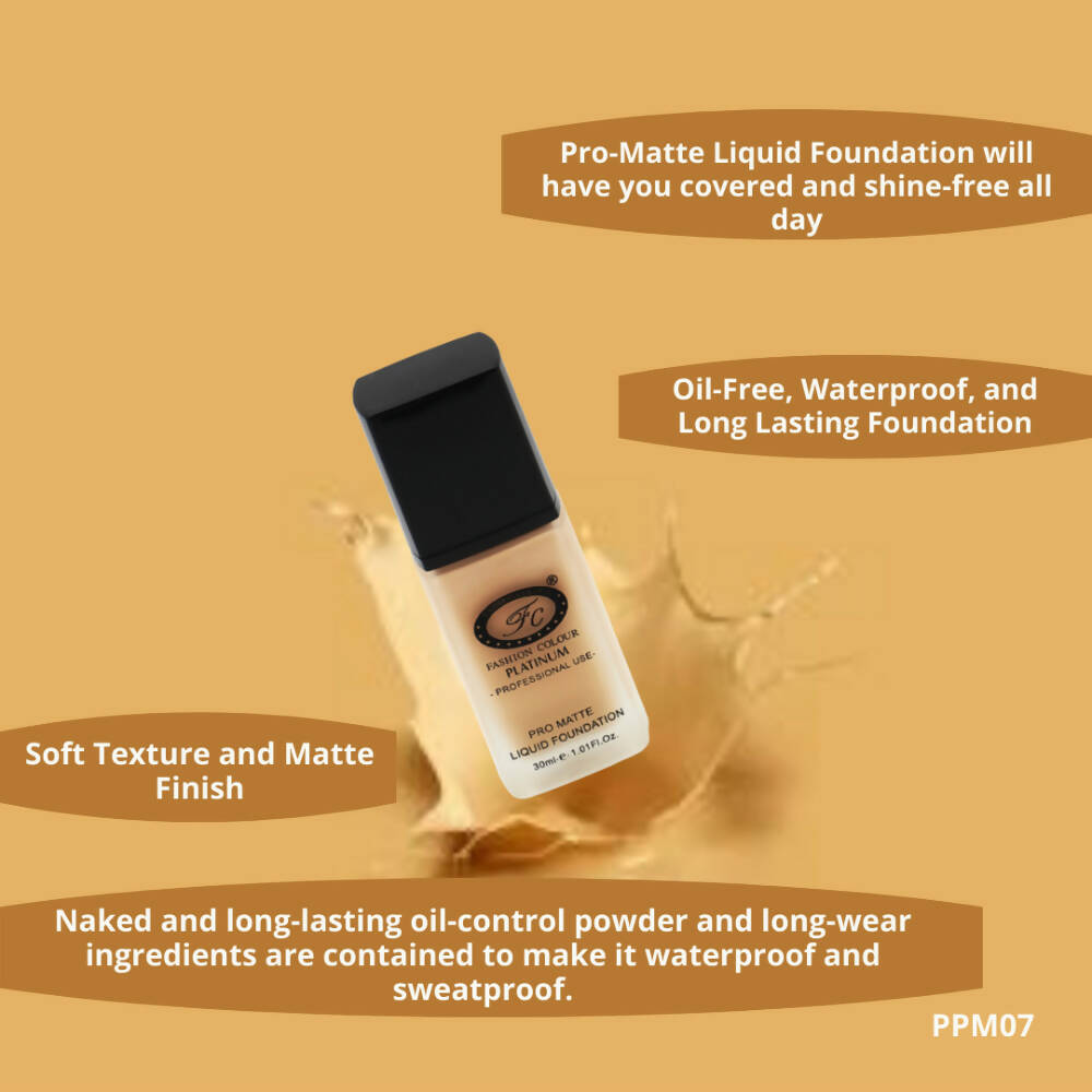 Fashion Colour Pro Matte Liquid Foundation-Light Beige (Fair To Medium)