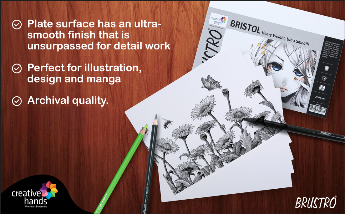 Brustro Bristol 250 GSM Jumbo - A4 (50 Sheets)