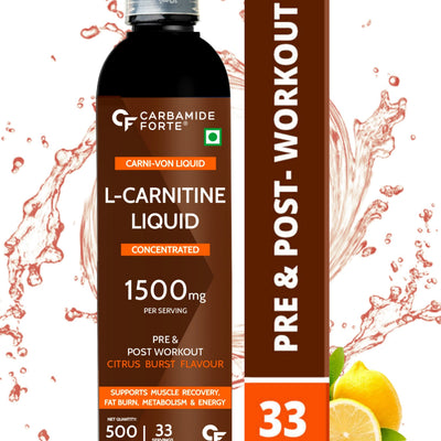 CF L Carnitine Liquid Supplement with 1500mg of Pure L-Carnitine Per Serving | Fat Burners for Men & Women – 33 Servings in 500ml