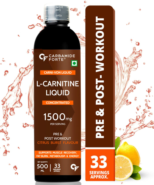 CF L Carnitine Liquid Supplement with 1500mg of Pure L-Carnitine Per Serving | Fat Burners for Men & Women – 33 Servings in 500ml