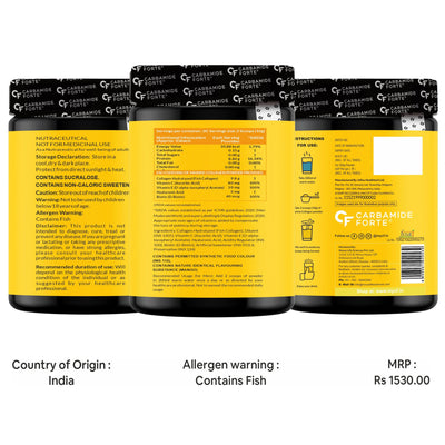 Carbamide Forte Marine Collagen Powder Supplement - for Skin Fish Collagen Powder for Women & Men - 200g Powder - ALPHANSO MANGO Flavour