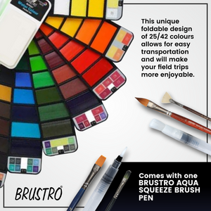 Brustro Artists Watercolour Pan Set of 42 with Artist 25% Cotton Watercolour Pad Cold Pressed 200 GSM A4 Pad 20 Sheets