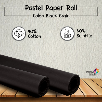 Brustro Pastel Paper Roll, Shade - Black, Size - 75 cm (30") X 10 mtr