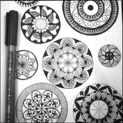 Brustro Technical Pen Fineliner Set|Black| Set of 6|Ideal for Students,Adults|Doodle,Mandala,Fineart,Outline,Waterproof,Architecture,Technical Drawing with Brustro Ultra Smooth Bristol 250 GSM A4 - (Pack of 12 Sheets)