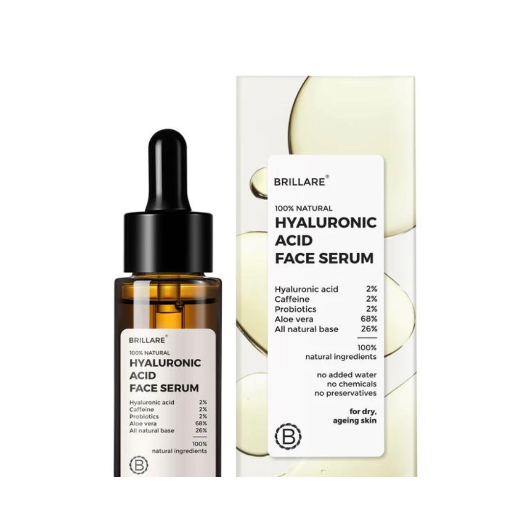 Brillare 100% natural hyaluronic acid face serum 30ml -for youth full skin