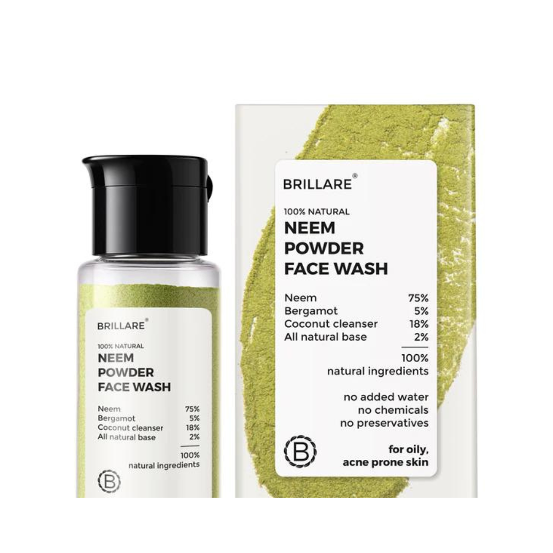 Brillare 100% natural neem powder face wash 15g-for oily acne prone