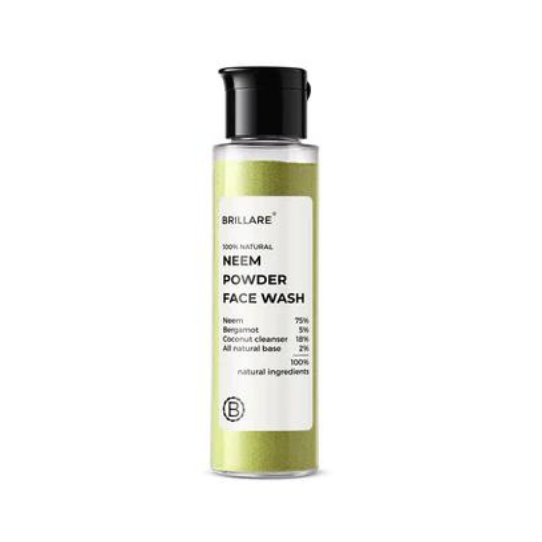 Brillare 100% natural neem powder face wash 30g -for oily acne prone skin