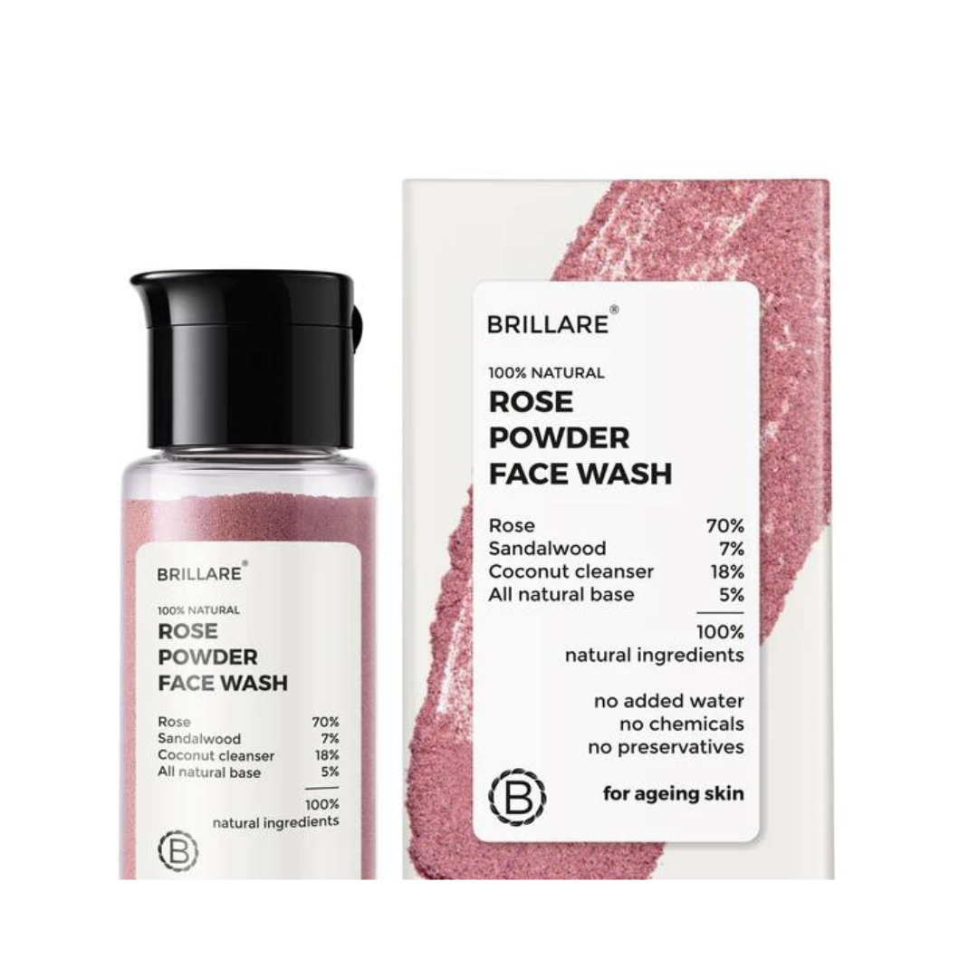 Brillare 100% natural rose powder face wash 15g-for agening skin