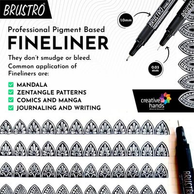 Brustro Professional Pigment Based Fineliner - Set of 8 (Black)
