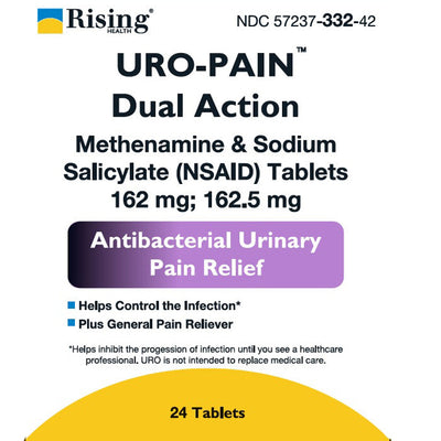 Uro-Pain Antibacterial Urinary Pain Relief Medicine, Methenamine and Sodium Salicylate Tablets, 24 Count