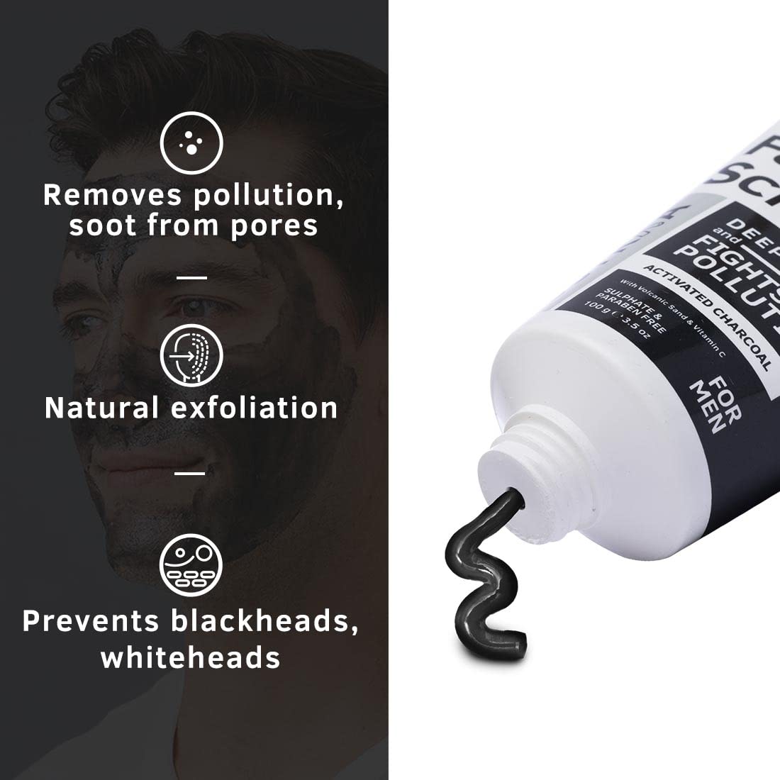 Ustraa Activated Charcoal Face Scrub For Men - 100 gms