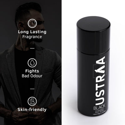 Ustraa Black Deodorant Body Spray ( Pack of 2 ) - 150 ml each