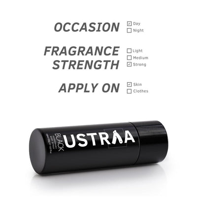 Ustraa Black Deodorant Body Spray ( Pack of 2 ) - 150 ml each