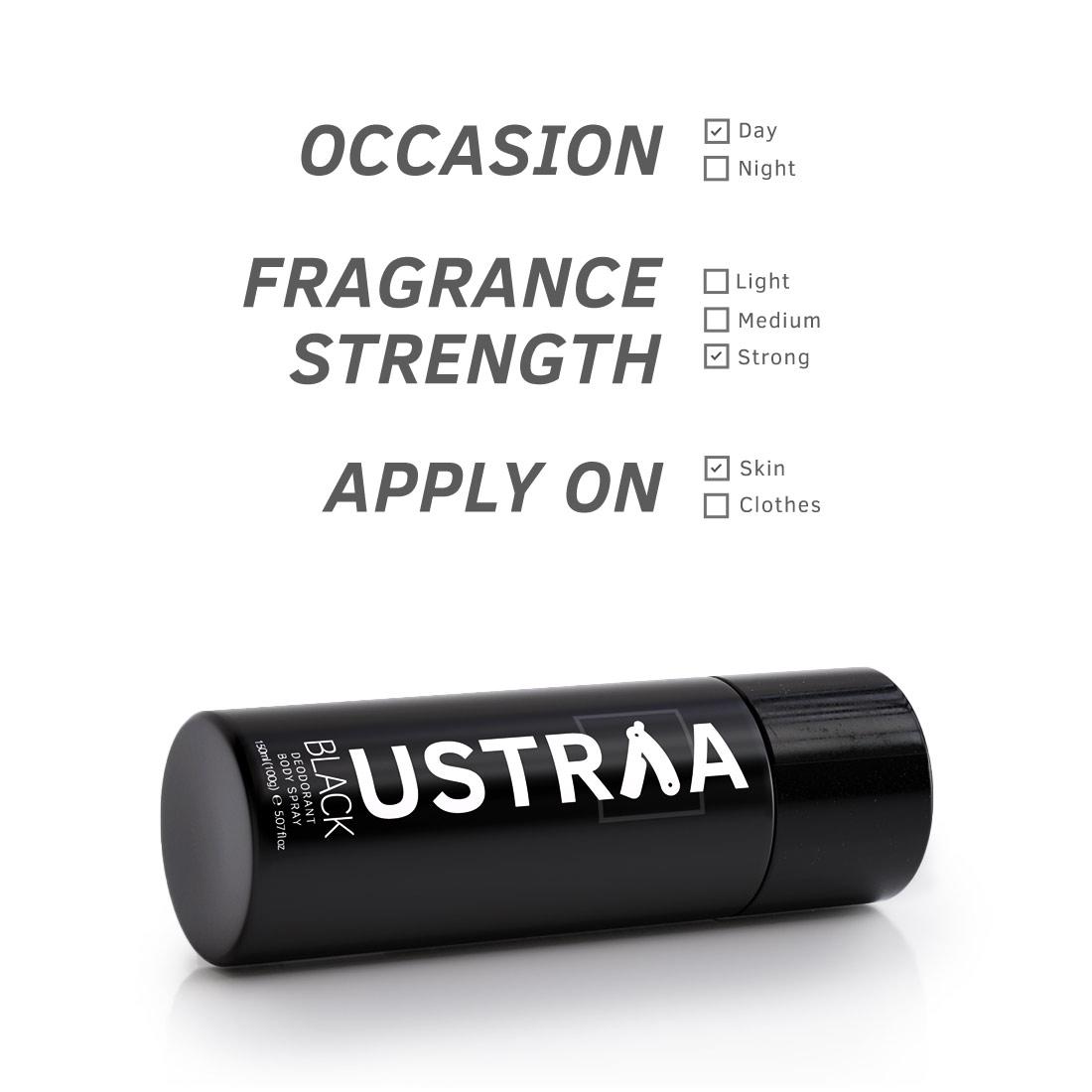 Ustraa Black Deodorant Body Spray ( Pack of 2 ) - 150 ml each