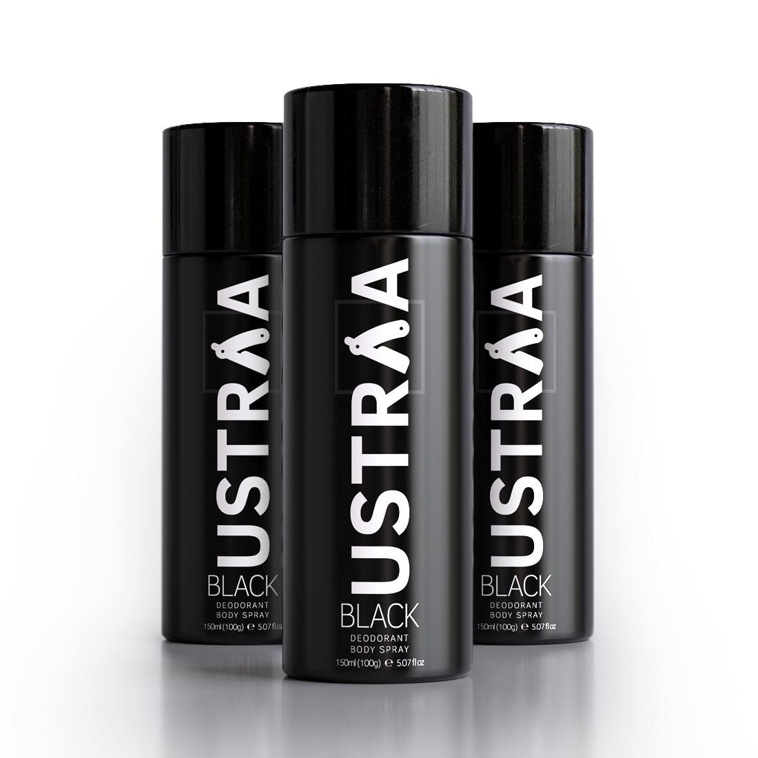 Ustraa Black Deodorant Body Spray - 150 ml