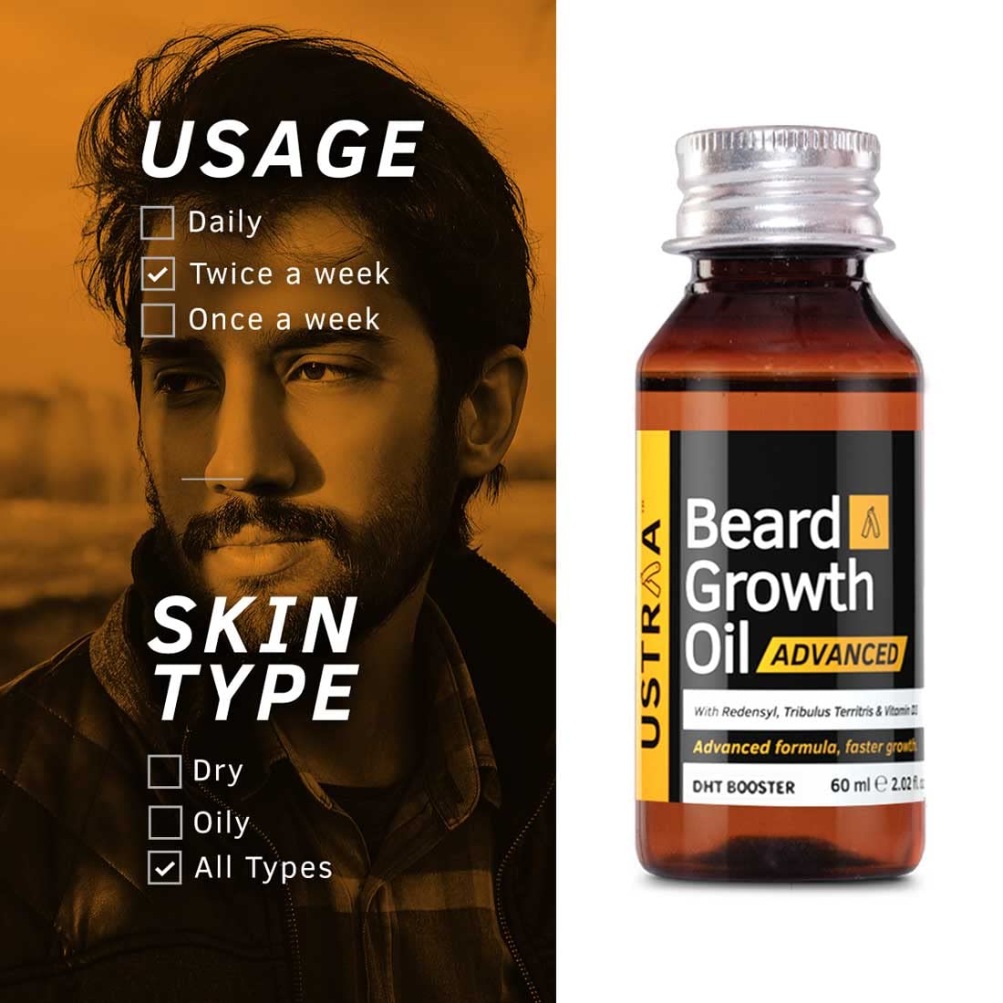 Ustraa Beard Growth Oil Advanced - 60 ml