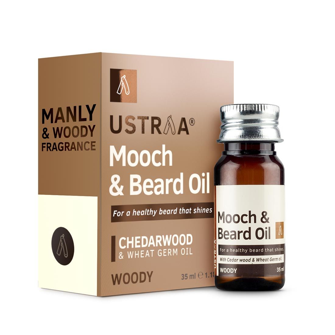 Ustraa Beard & Mooch Oil, Woody (35 ml)