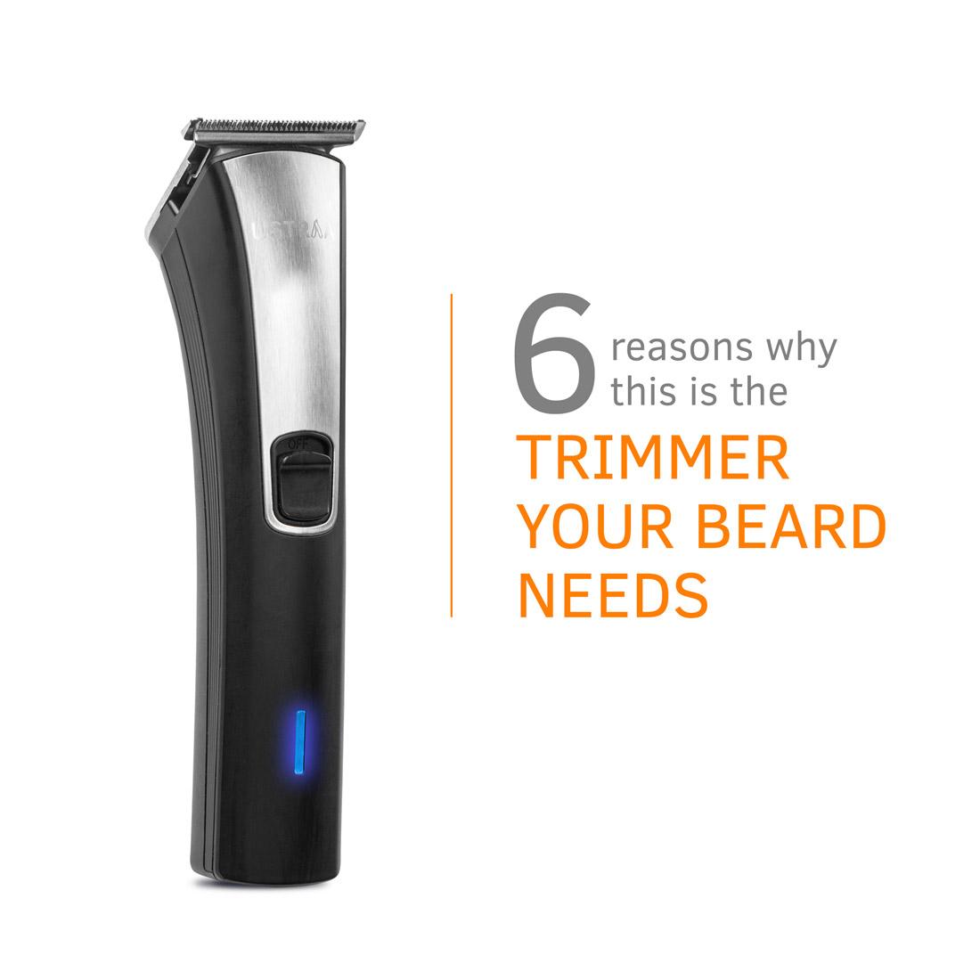 Ustraa Black - Lithium Powered Beard Trimmer - Corded & Cordless Beard Trimmer