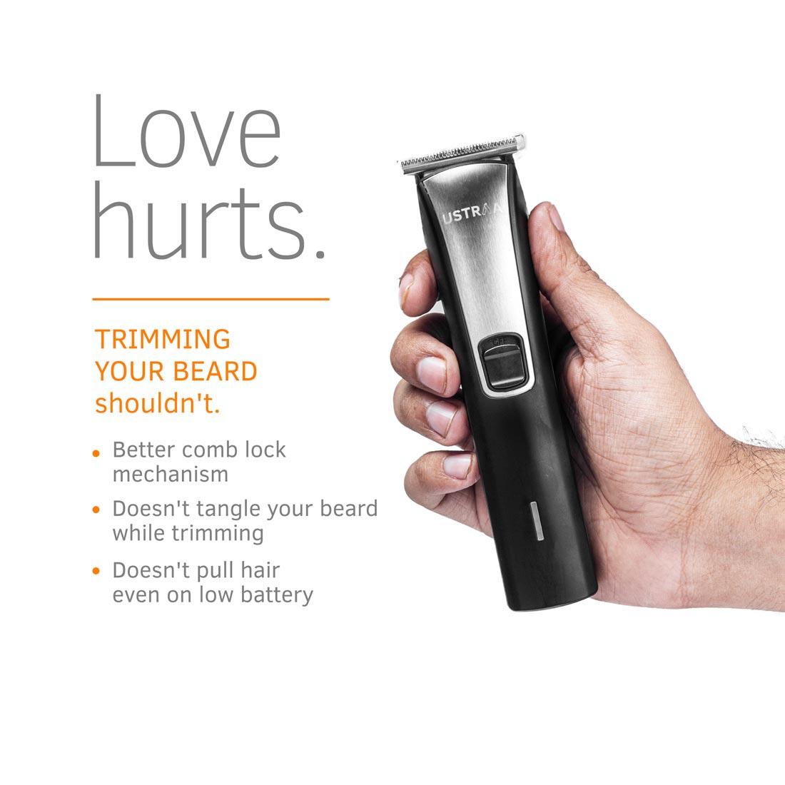 Ustraa Black - Lithium Powered Beard Trimmer - Corded & Cordless Beard Trimmer