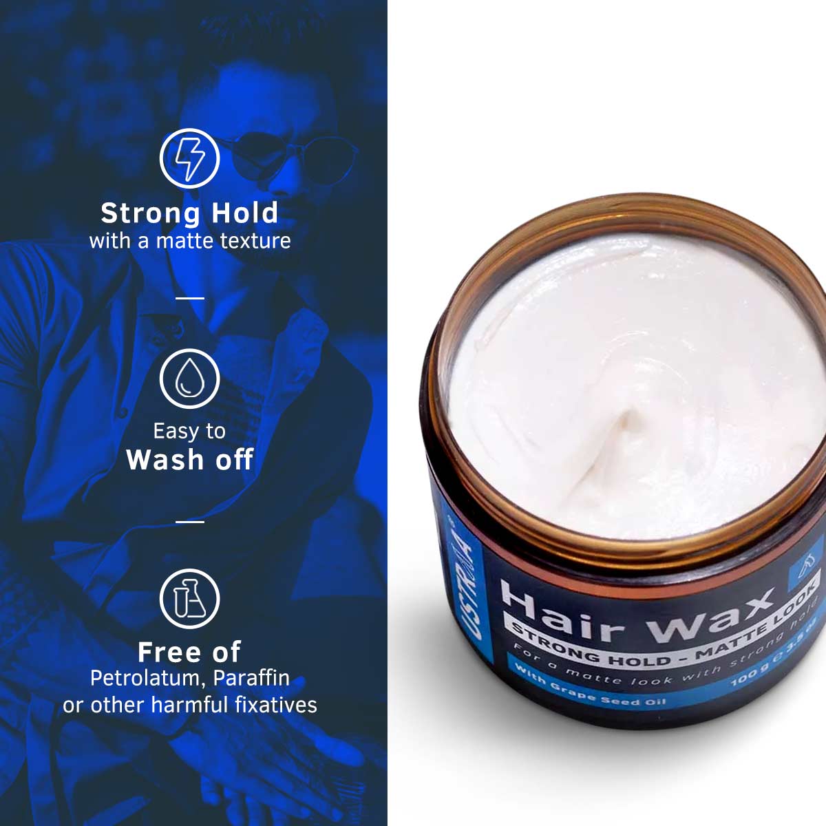 Ustraa Hair Wax - Strong Hold, Matte Look (100 gm)