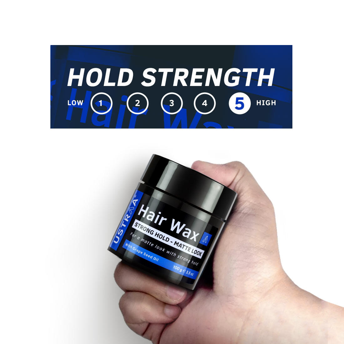 Ustraa Hair Wax - Strong Hold, Matte Look (100 gm)