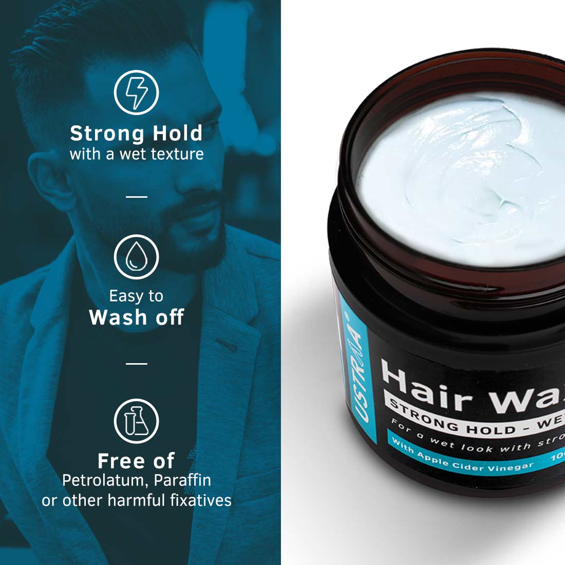 Ustraa Hair Wax - Strong Hold, Wet Look (100 gm)