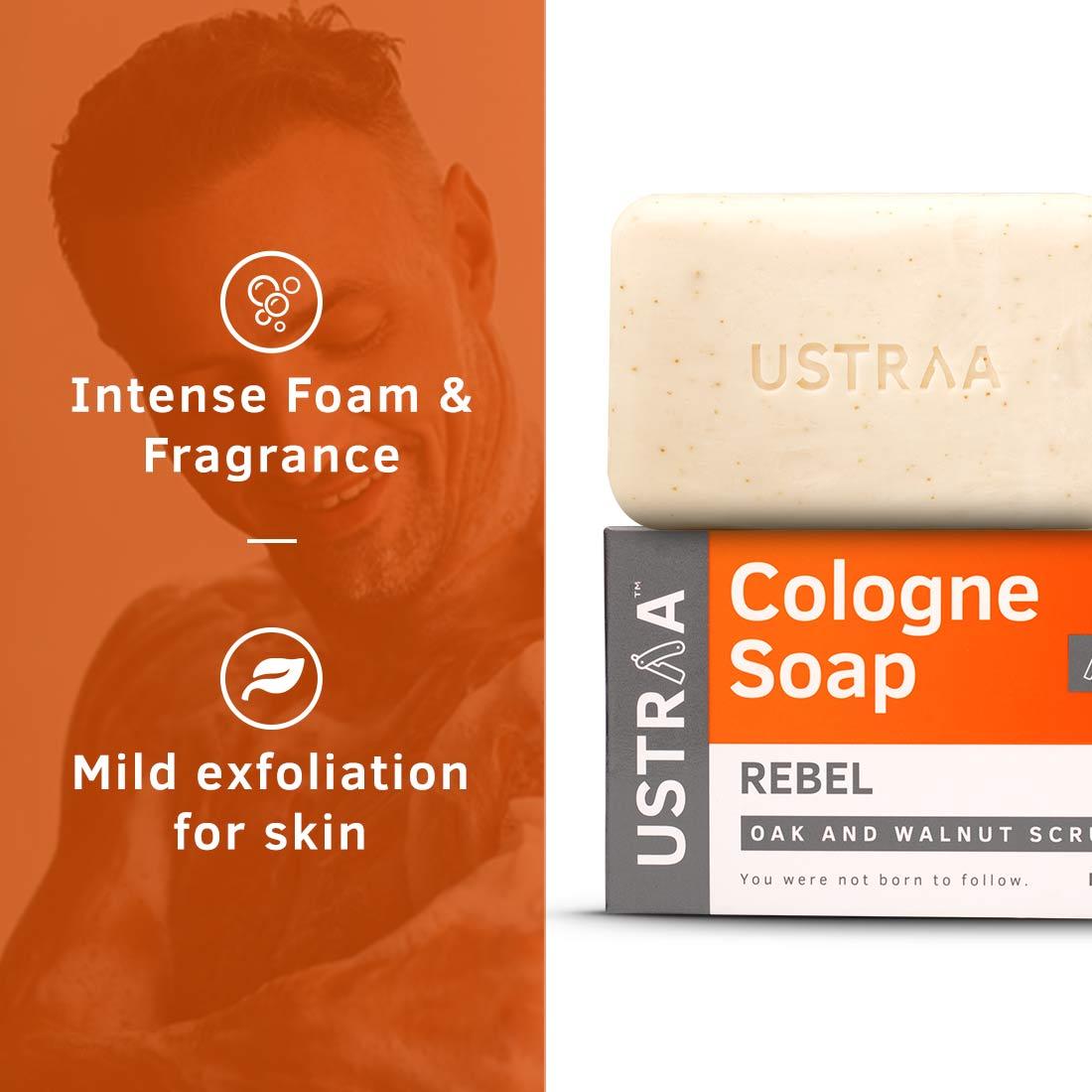 Ustraa Rebel Cologne Soap With Oak & Walnut - 125 gms (Pack of 3)