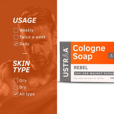 Ustraa Rebel Cologne Soap With Oak & Walnut - 125 gms (Pack of 3)