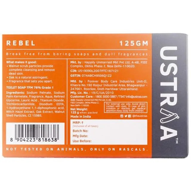 Ustraa Rebel Cologne Soap With Oak & Walnut - 125 gms (Pack of 3)