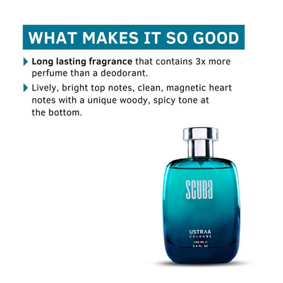 Ustraa Scuba Cologne - Perfume for Men - 100 ml