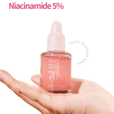 Anua Peach 70% Niacinamide Serum Brightening Hydrating Face Serum, Reducing Melanine Daily Clean Beauty - Korean Skincare