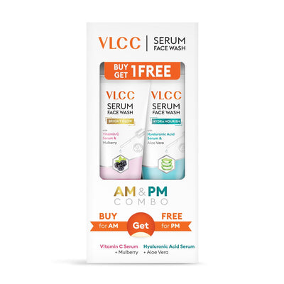 VLCC Vitamin C & Mulberry Serum Face Wash for AM & Aloe Vera Serum Face Wash for PM (150 ml + 150 ml)