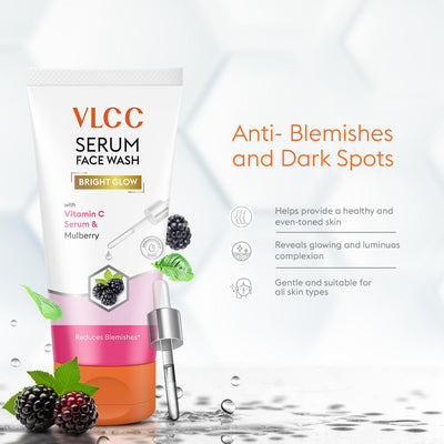 VLCC Vitamin C & Mulberry Serum Face Wash for AM & Aloe Vera Serum Face Wash for PM (150 ml + 150 ml)