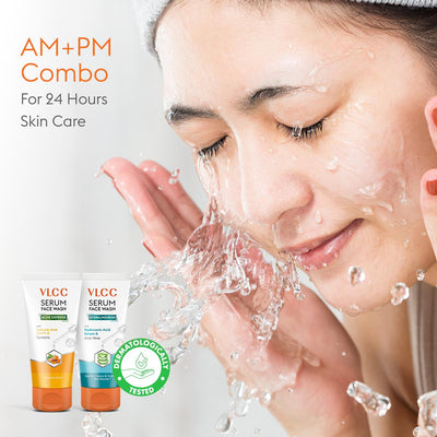 VLCC Salicylic Acid & Turmeric Serum Face Wash for AM & Aloe Vera Serum Face Wash for PM (150 ml + 150 ml)