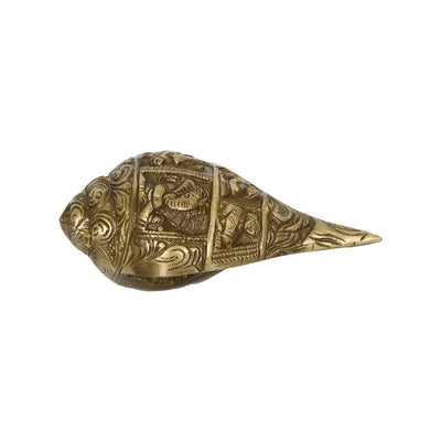 eCraftIndia Gold-Toned Handcrafted Auspicious Lord Ganesha Shankh Showpiece