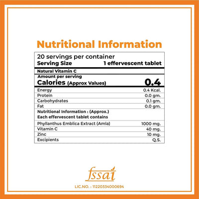 Boldfit Natural Vitamin C 1000mg Effervescent Tablets (Orange Flavor)