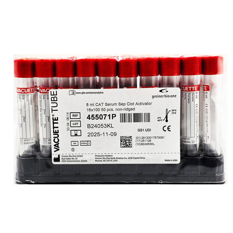 Vacuette Z Serum Sep Clot Activator Venous Blood Collection Tube Clot Activator / Separator Gel Additive 8 mL (50/box)