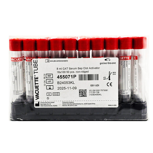 Vacuette Z Serum Sep Clot Activator Venous Blood Collection Tube Clot Activator / Separator Gel Additive 8 mL (50/box)