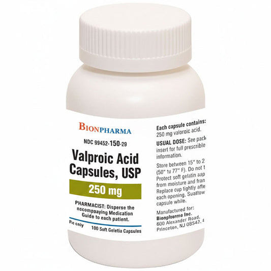 Valproic Acid 250 mg by Biopharma 100 Gelcaps (Rx)
